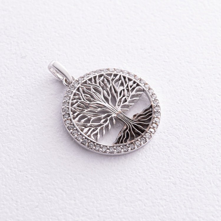 ﻿Кулон "Древо життя" з фіанітами (біле золото) п03818 від ювелірного магазину Онікс