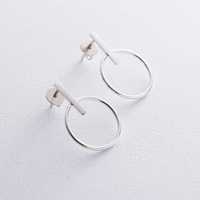 Срібні сережки - пусети  "Впевненість" 122583 №7