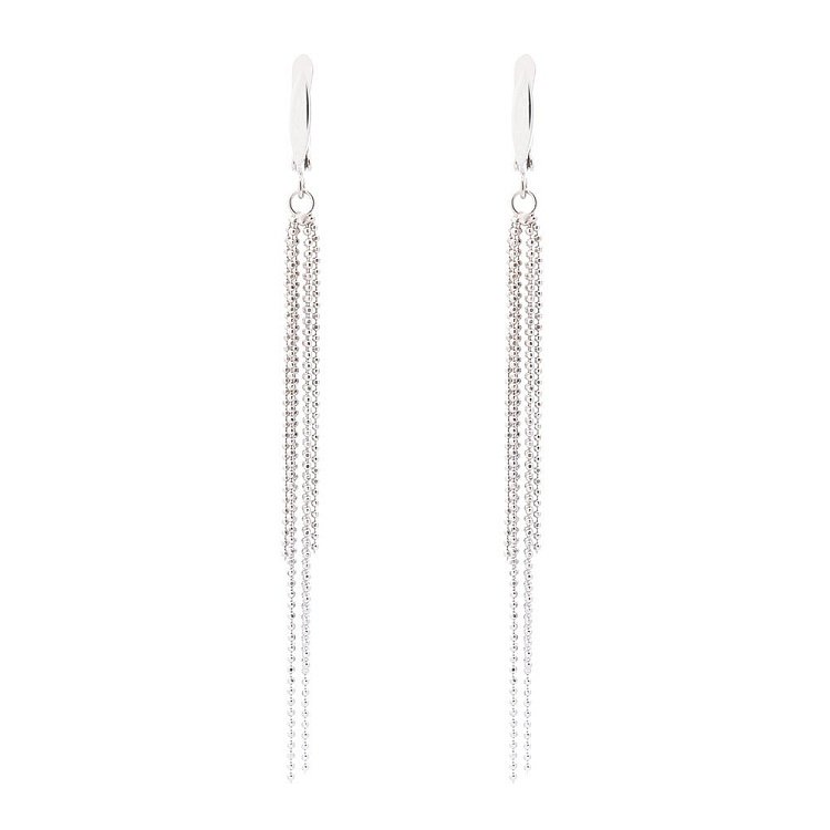 Срібні сережки на ланцюжку 122288 від ювелірного магазину Онікс