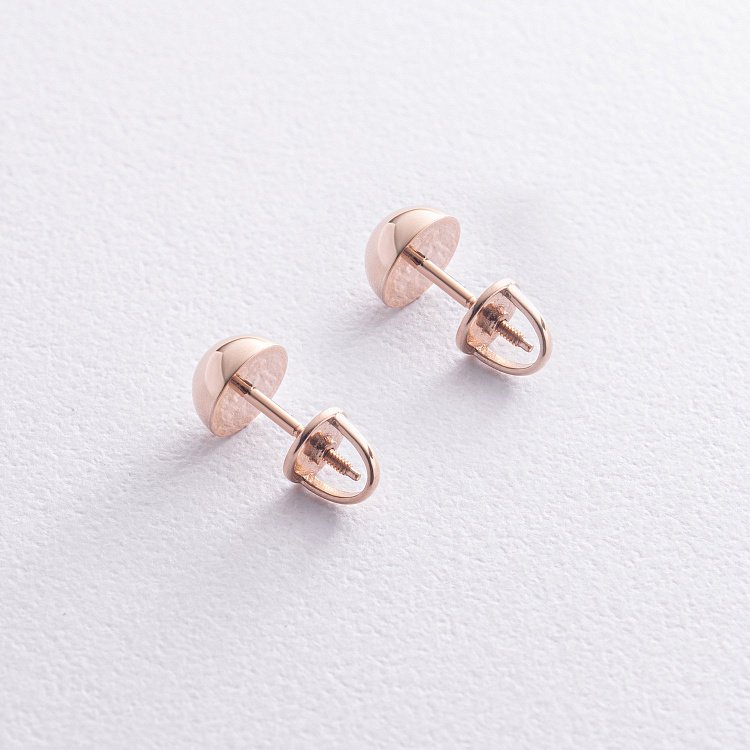 Сережки - пусети "Напівсфера" у червоному золоті (0.7 см) с01570 від ювелірного магазину Онікс - 2