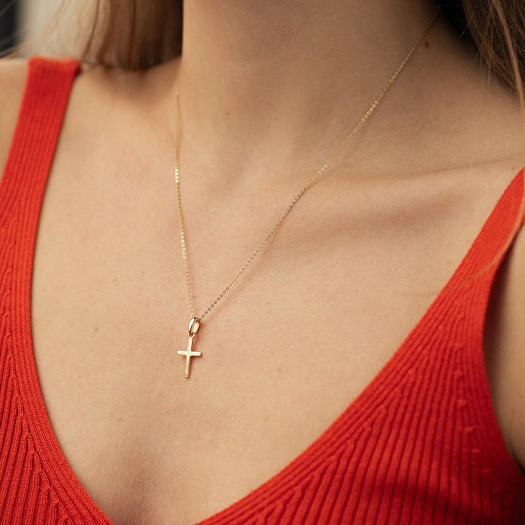 Крестик в желтом золоте п02951 от ювелирного магазина Оникс - 1