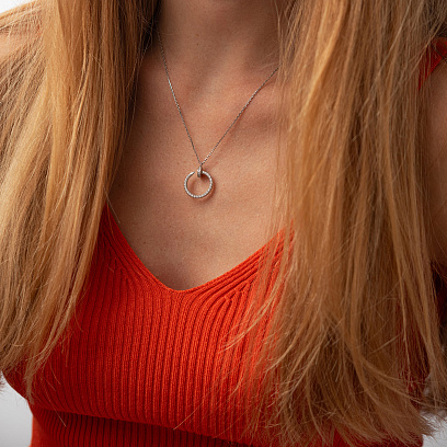 Кольє "Цвях" у сріблі (фіаніти) 1332 №2