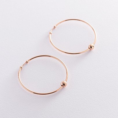 Сережки - кільця "Гармонія" в червоному золоті с07340