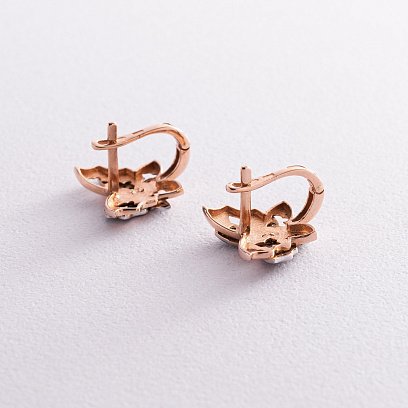 Золотые серьги "Бабочки" с фианитами с05536 №4