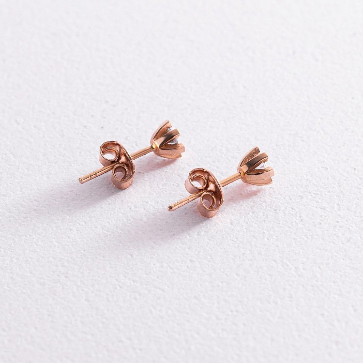 Золотые серьги-пусеты с фианитами с05815 от ювелирного магазина Оникс - 2