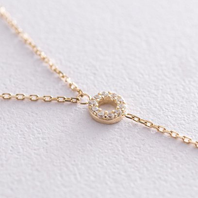 Кольє "Кружечки" в жовтому золоті (фіаніти) кол01824 №4