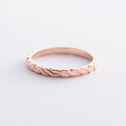 Каблучка "Косичка" у червоному золоті к07513 №4