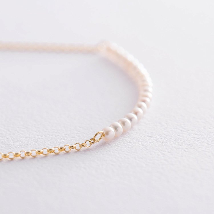 Срібне кольє "Ніжність" з позолотою (перли) 181016 від ювелірного магазину Онікс - 3