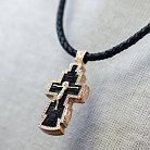 Чоловічий православний золотий хрест із ебенового дерева п0366 от ювелирного магазина Оникс - 3