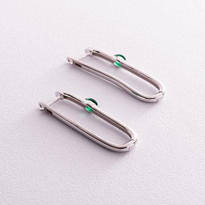 Срібні сережки "Бріана" (зелені фіаніти) 123134 №3