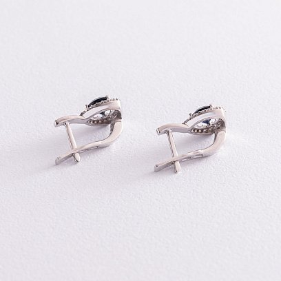 Срібні сережки з сапфірами і фіанітами 2110/1р-HSPH №4