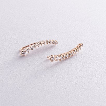 Сережки - клаймбери з фіанітами (жовте золото) с08437 №4