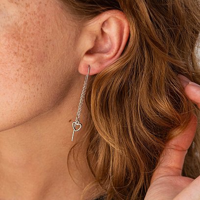 Сережки - протяжки "Сердечки" у білому золоті с08005 №5