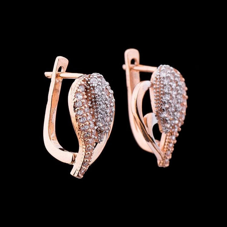 Серьги из золота с фианитами с02142 от ювелирного магазина Оникс - 2