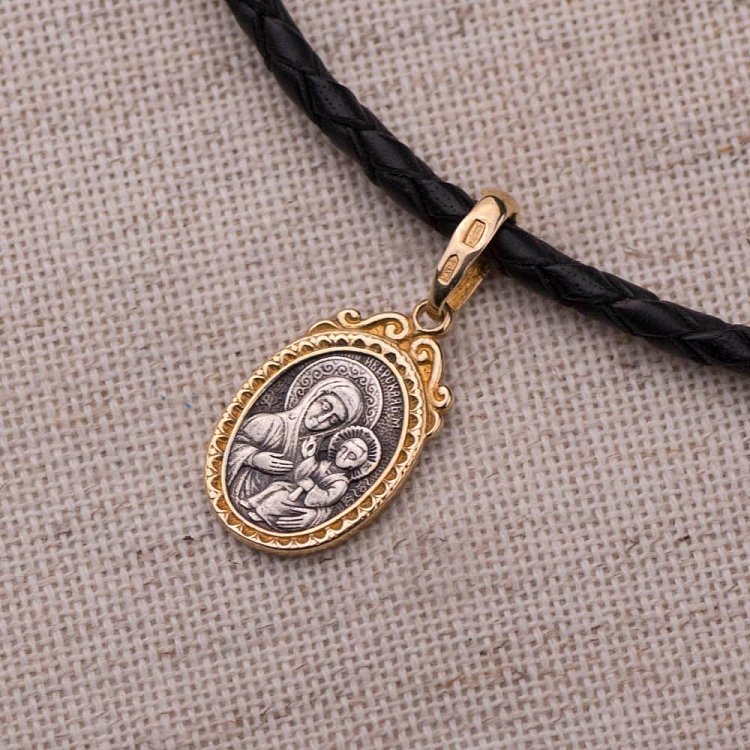 Срібна ладанка з чорнінням і позолотою 131807 від ювелірного магазину Онікс - 1