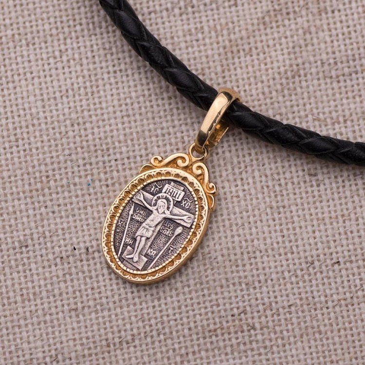 Срібна ладанка з чорнінням і позолотою 131807 від ювелірного магазину Онікс