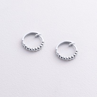 Сережки - кільця в білому золоті (кульки) с09044 №3