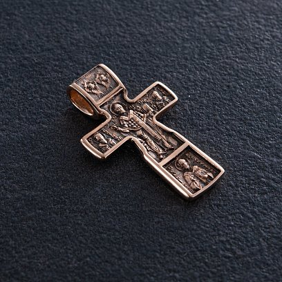 Православний золотий хрест "Розп'яття Христове. Святий Миколай" п03315 №2