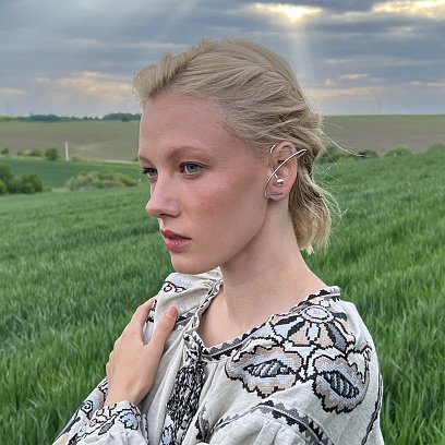 Серебряная серьга - каффа "Космос" 123235 №6