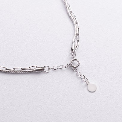 Двойное серебряное колье "Цепочка" 181330 №5