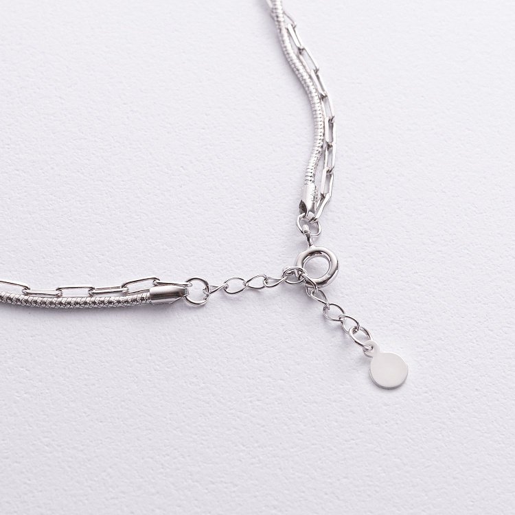 Двойное серебряное колье "Цепочка" 181330 от ювелирного магазина Оникс - 4