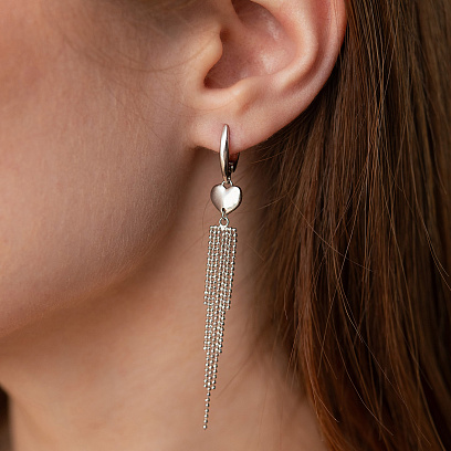 Висячие серьги "Сердечки" в серебре 123479 №5