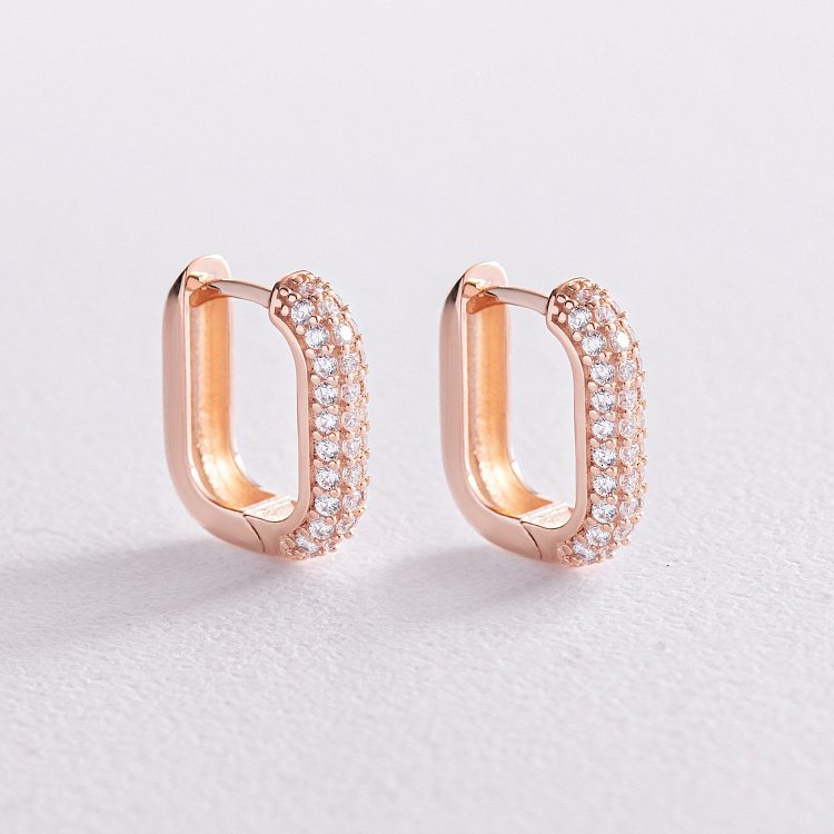 Золоті сережки "Беата" з білими фіанітами с07860 від ювелірного магазину Онікс