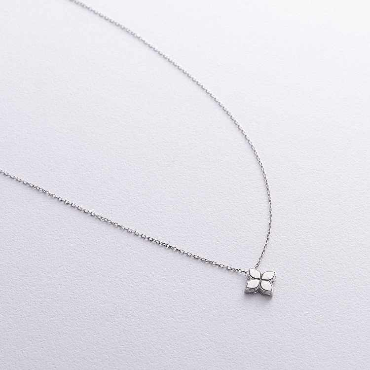 Колье "Клевер" в белом золоте кол02493 от ювелирного магазина Оникс - 3