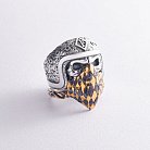 Серебряное кольцо "Череп с банданой" (чернение, позолота) 356 от ювелирного магазина Оникс