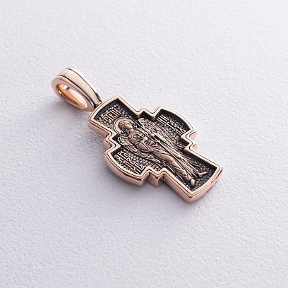 Золотой крест "Распятие Господне. Ангел Хранитель" п02645 №5