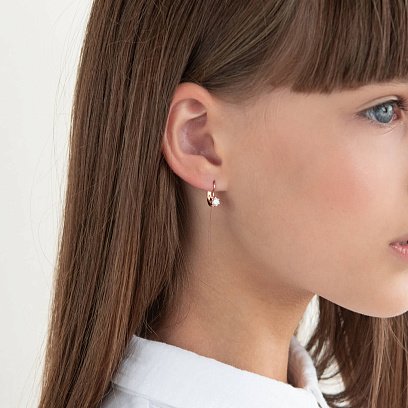 Дитячі золоті сережки з фіанітами с05763 №2