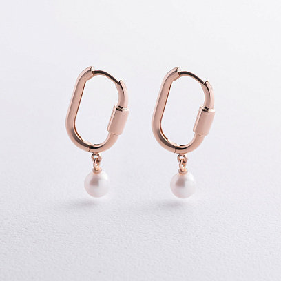 Сережки "Amelie" з перлами (червоне золото) с09648