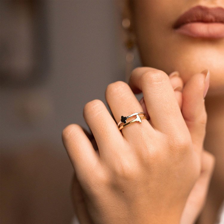 Каблучка "Конюшина" в жовтому золоті к06684 від ювелірного магазину Онікс - 3