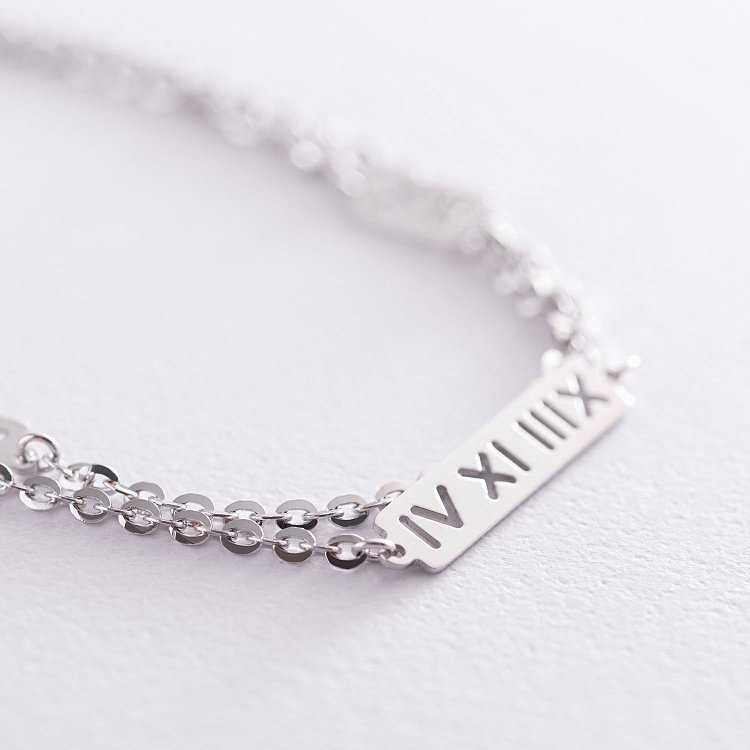 Браслет "Римські цифри" в білому золоті б04524 від ювелірного магазину Онікс - 2