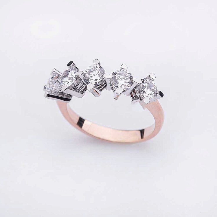 Золота заручальна каблучка з фіанітами к04580 від ювелірного магазину Онікс