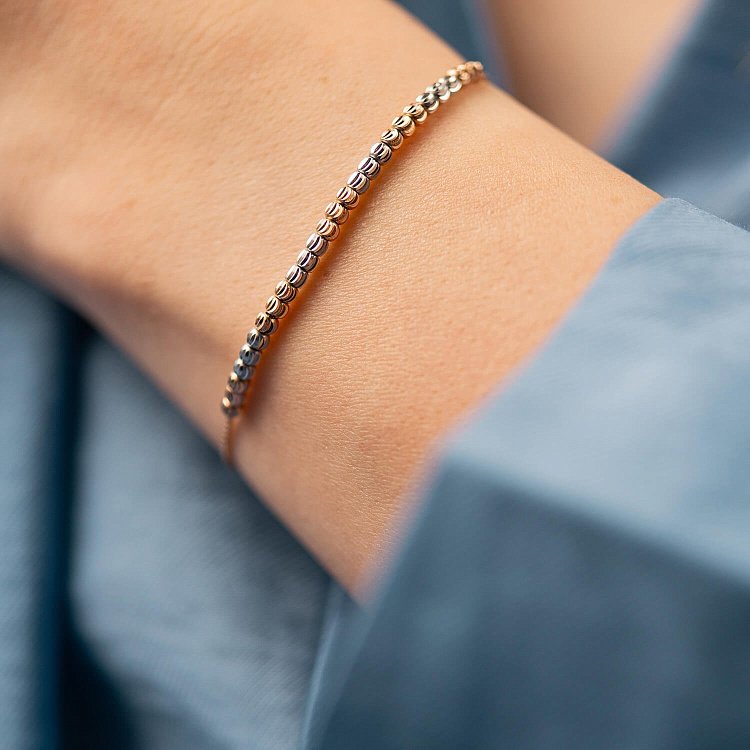 Браслет "Кульки" (червоне, біле золото) б05271 від ювелірного магазину Онікс - 6