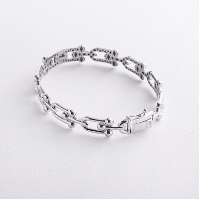 Жорсткий браслет "Фантазія" у білому золоті б05835 №3