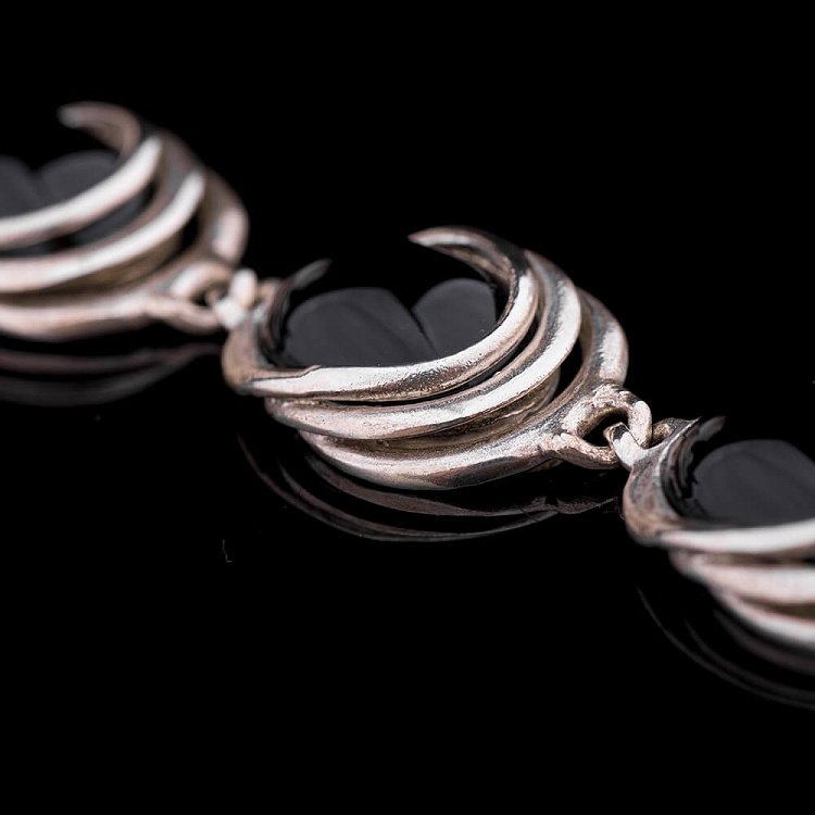 Женский серебряный браслет с обсидианом 14435 от ювелирного магазина Оникс - 2