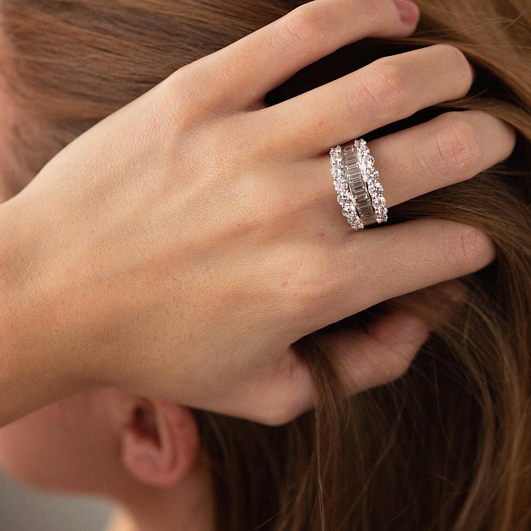 Кольцо в белом золоте с бриллианты кб0376nl от ювелирного магазина Оникс - 5