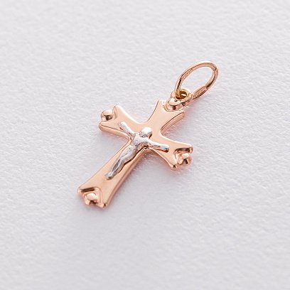 Золотий хрестик з розп'яттям "Спаси і сохрани" п03300