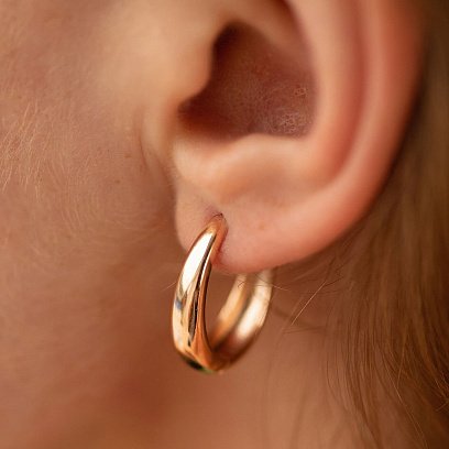 Сережки "Овальні" у червоному золоті с08506 №4