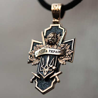 Золотой крест "Український козак. Слава Україні. На звороті - Спаси і Збережи" п03884 №6