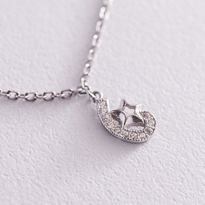 Серебряный браслет на ногу с фианитами 14979 №5