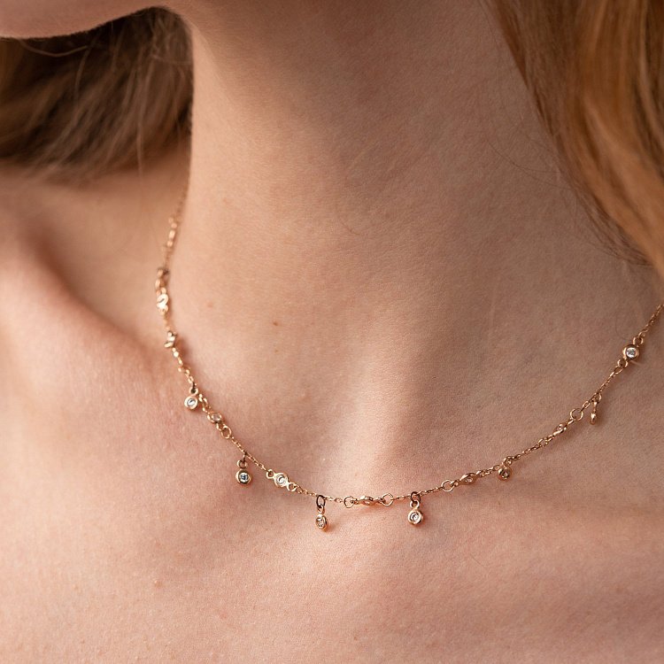 Золоте кольє з фіанітами кол01412 від ювелірного магазину Онікс - 1