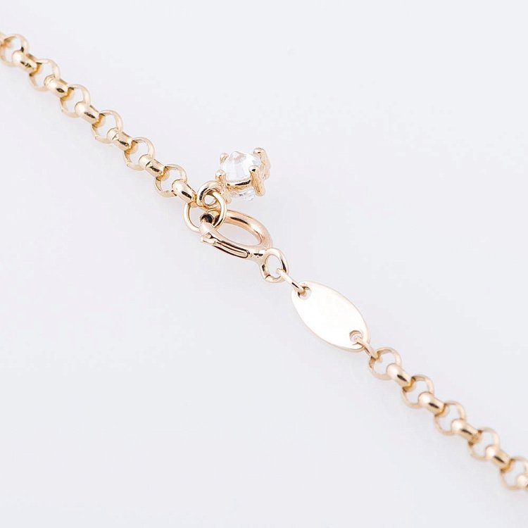 Золотий браслет на ногу з фіанітами б02743 від ювелірного магазину Онікс - 2