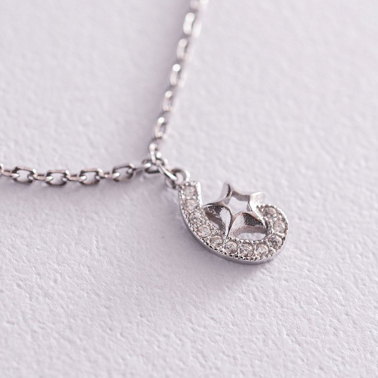 Серебряный браслет на ногу с фианитами 14979 от ювелирного магазина Оникс - 4