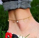 Золотий браслет на ногу "Квіточки" б01107 от ювелирного магазина Оникс - 3