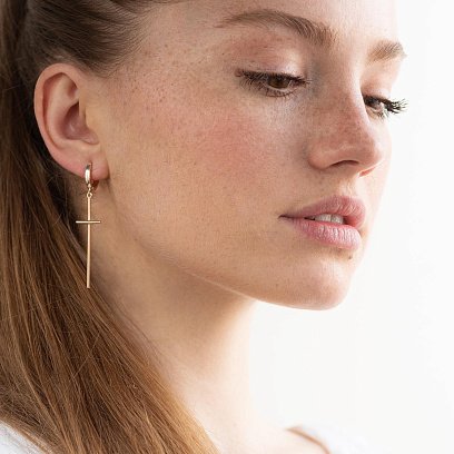 Золотые серьги "Кресты" с06748 №2