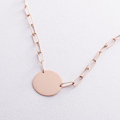 Кольє з монетою для гравіювання (червоне золото) кол02392 №5