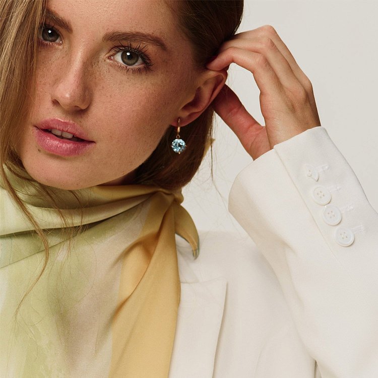 ﻿Золоті сережки "Захоплення" з блакитним топазом с05295 від ювелірного магазину Онікс - 4